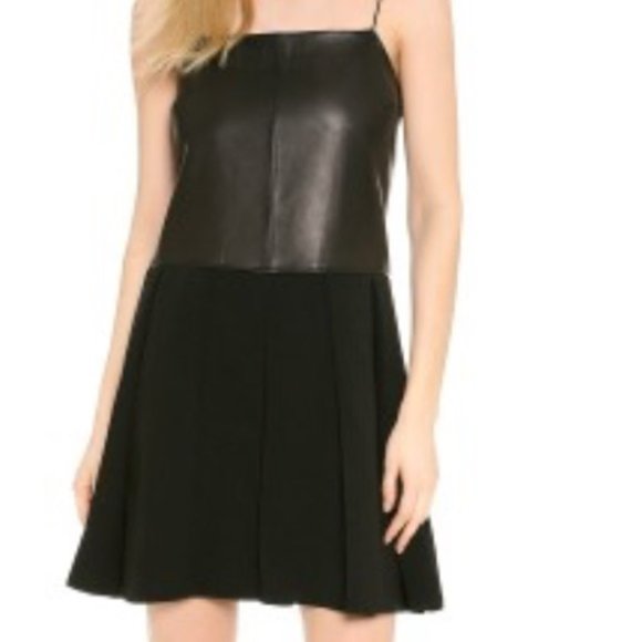 NWT Rag & Bone Black Genuine Leather Top Pleated Skirt Strap Mini 'Paige' Dress - Picture 10 of 10